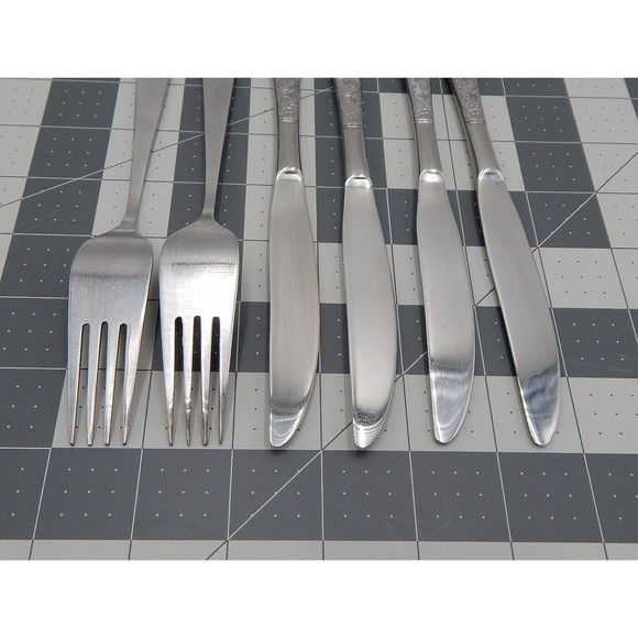 Stanley Roberts Rose Royale Stainless Steel Knives Forks Taiwan Lot of 6 - Picture 7 of 9